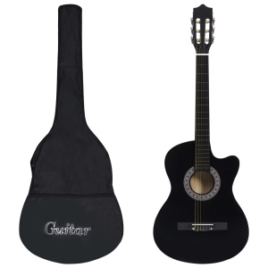 Set chitară acustică occidentală 12 piese 6 corzi negru 38"