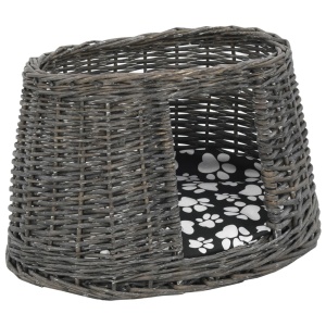 Set coșuri pisici, perne, 3 piese, gri, 47x34x60 cm, salcie - Img 11