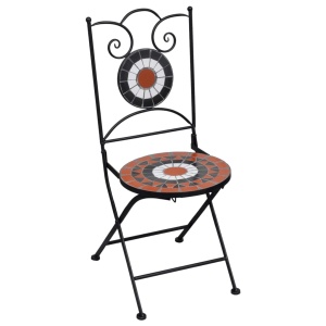 Set de bistro mozaic, 3 piese, cărămiziu &amp; alb, placă ceramică - Img 3