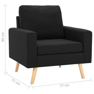 Set de canapele, 2 piese, negru, material textil - Img 10