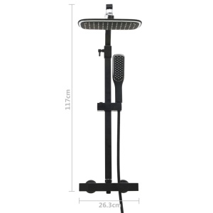 Set de duș cu două capete, mixer și furtun, negru - Img 11