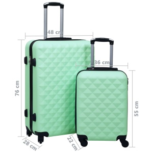 Set de valize cu carcasă rigidă, 2 piese, verde mentă, ABS - Img 11
