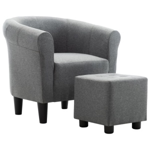 Set fotoliu și taburet, 2 piese, gri deschis, material textil - Img 2