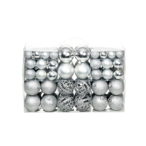 Set globuri de Crăciun 100 de piese, 6 cm, argintiu