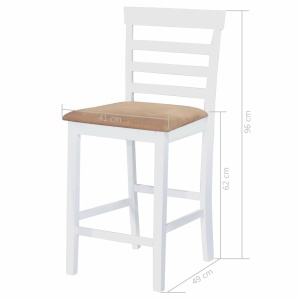 Set masă și scaune de bar, 3 piese, lemn masiv, maro și alb - Img 9
