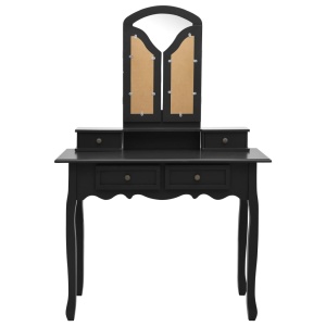 Set masă toaletă cu taburet negru 100x40x146 cm lemn paulownia - Img 8