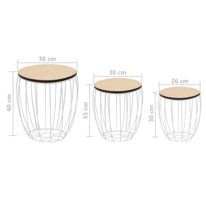 Set măsuță de cafea, 3 buc., placaj de plop, fier - Img 7