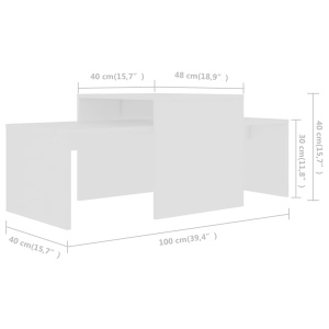 Set măsuțe de cafea, alb, 100x48x40 cm, PAL - Img 6