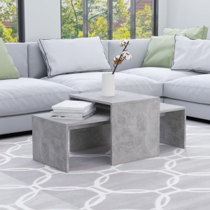 Set măsuțe de cafea, gri beton, 100x48x40 cm, PAL