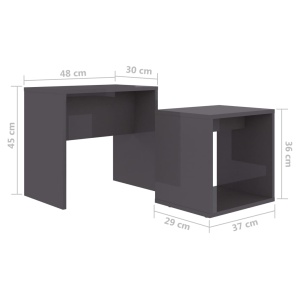 Set măsuțe de cafea, gri extralucios, 48 x 30 x 45 cm, PAL - Img 5