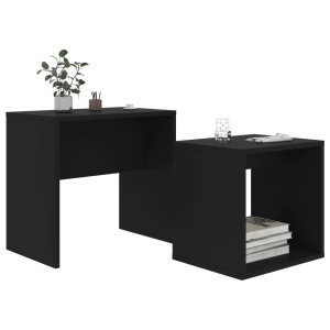 Set măsuțe de cafea, negru, 48x30x45 cm, PAL - Img 3