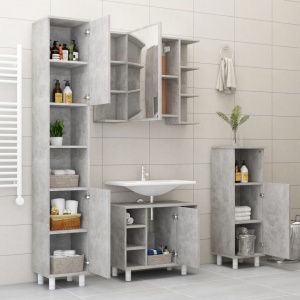 Set mobilier baie, 3 piece, gri beton, PAL - Img 4