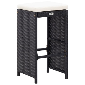 Set mobilier bar de grădină cu perne, 7 piese, negru, poliratan - Img 8
