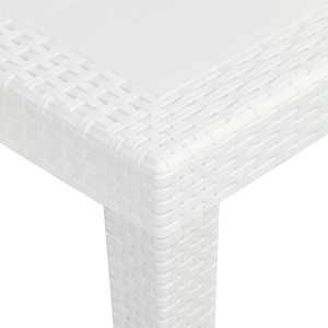 Set mobilier bistro, 3 piese, alb, plastic, aspect ratan - Img 9