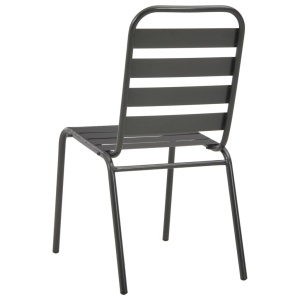 Set mobilier bistro, 3 piese, gri inchis, oțel - Img 12