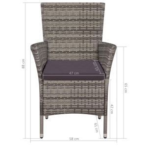 Set mobilier bistro, 3 piese, gri, poliratan - Img 6