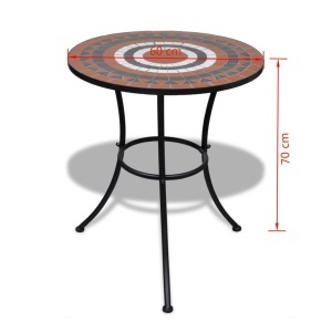 Set mobilier bistro, 3 piese, teracotă/alb, plăci ceramice - Img 10