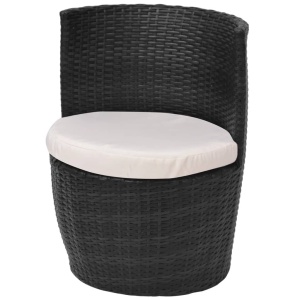 Set mobilier bistro cu perne, 3 piese, negru, poliratan - Img 8