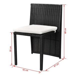 Set mobilier bistro cu perne, 3 piese, negru, poliratan - Img 9