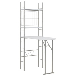 Set mobilier bucătărie cu depozitare, 3 piese, alb, MDF și oțel - Img 3