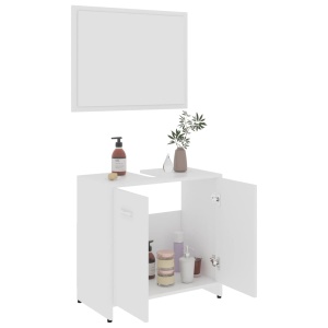 Set mobilier de baie, 3 piese, alb, PAL - Img 4