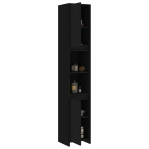 Set mobilier de baie, 3 piese, negru, PAL - Img 12