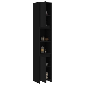 Set mobilier de baie, 4 piese, negru, PAL - Img 10