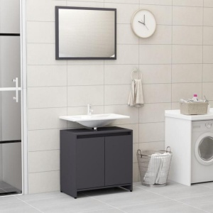 Set mobilier de baie, gri, PAL