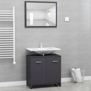 Set mobilier de baie, gri, PAL