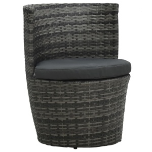 Set mobilier de bistro cu perne, 3 piese, gri, poliratan - Img 5