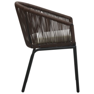 Set mobilier de bistro cu perne, 3 piese, maro, ratan PVC - Img 8