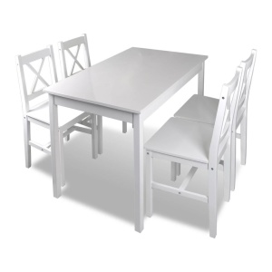 Set mobilier de bucătărie, 5 piese, alb - Img 2