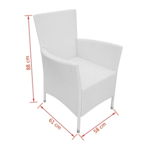 Set mobilier de exterior, 5 piese, alb crem, poliratan - Img 10
