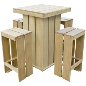 Set mobilier de exterior, 5 piese, lemn de pin tratat