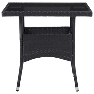 Set mobilier de exterior, 5 piese, negru, poliratan și sticlă - Img 5