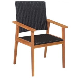 Set mobilier de exterior, 5 piese, negru și maro, poliratan - Img 2