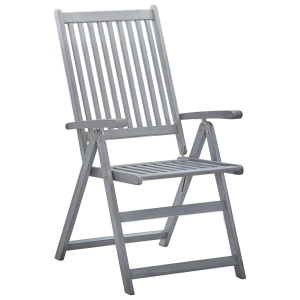 Set mobilier de exterior, 7 piese, gri, lemn masiv de acacia - Img 2