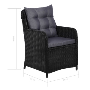 Set mobilier de exterior, 9 piese, negru, poliratan - Img 7