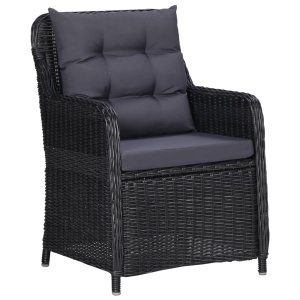 Set mobilier de exterior, 9 piese, negru, poliratan - Img 8