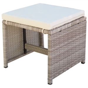 Set mobilier de exterior cu perne, 11 piese, bej, poliratan - Img 7