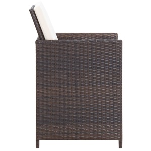 Set mobilier de exterior cu perne, 11 piese, maro, poliratan - Img 12