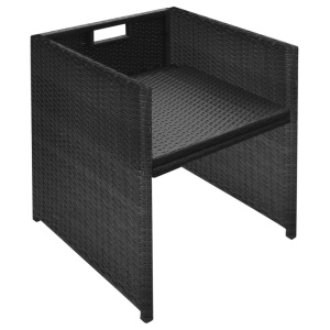 Set mobilier de exterior cu perne, 11 piese, negru, poliratan - Img 7