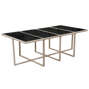 Set mobilier de exterior cu perne, 13 piese, bej, poliratan - Img 5