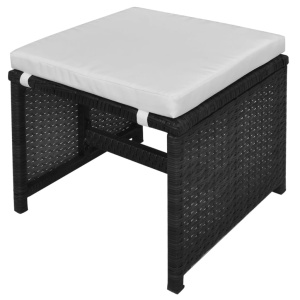 Set mobilier de exterior cu perne, 13 piese, negru, poliratan - Img 7