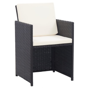 Set mobilier de exterior cu perne, 15 piese, negru, poliratan - Img 6