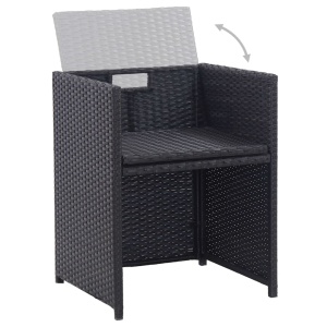 Set mobilier de exterior cu perne, 15 piese, negru, poliratan - Img 9