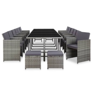 Set mobilier de exterior cu perne 17 piese antracit poliratan - Img 3