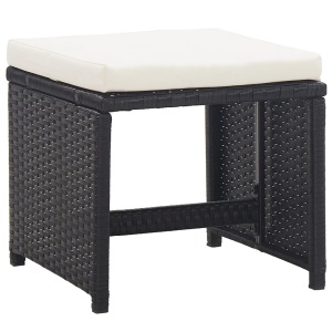 Set mobilier de exterior cu perne, 17 piese, negru, poliratan - Img 7