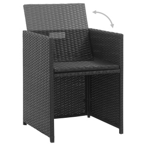 Set mobilier de exterior cu perne, 3 piese, negru, poliratan - Img 5