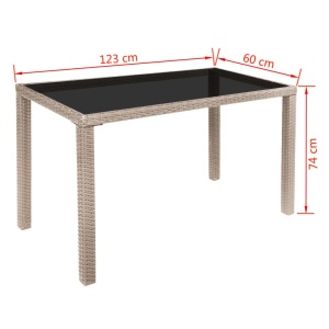 Set mobilier de exterior cu perne, 5 piese, bej, poliratan - Img 11